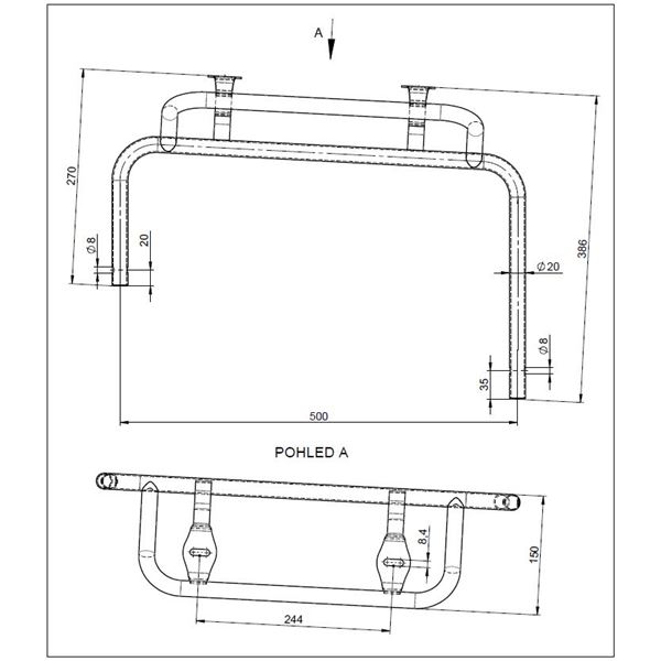 Side pod holder L - drilled from side · for 506 bodywork only - for holder 25 mm