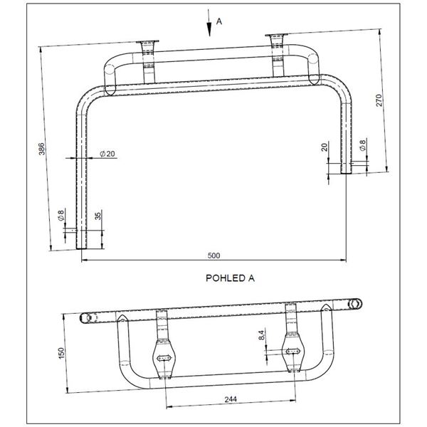 Side pod holder R - drilled from side · for 506 bodywork only - for holder 25 mm