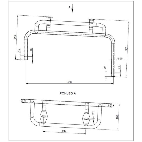 Side pod holder L - drilled from side · for 506 bodywork only - for holder 30 mm