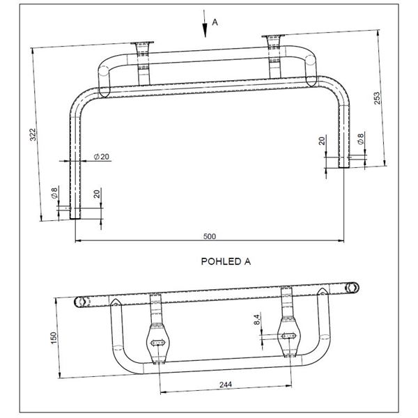 Side pod holder R - drilled from side · for 506 bodywork only - for holder 30 mm