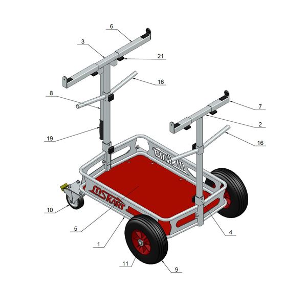 Floor tray for kart trolley